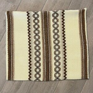 Vintage 70s Areda Dralon German Woven Boho Throw Pillow Sham Brown 21x18